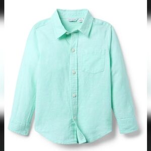 Janie and Jack Boys Mint Button-Down Shirt Linen Cotton Blend